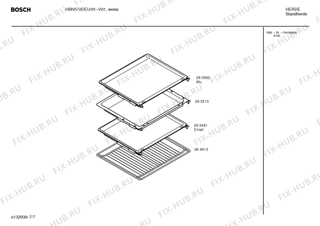 Схема №6 HSN572DEU с изображением Инструкция по эксплуатации для плиты (духовки) Bosch 00580911