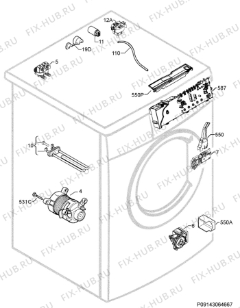 Взрыв-схема стиральной машины Rex Electrolux RWF128212W - Схема узла Electrical equipment 268