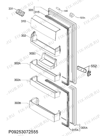 Взрыв-схема холодильника Aeg SCE81821FS - Схема узла Door 003