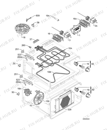 Взрыв-схема плиты (духовки) Electrolux EOU33003X - Схема узла Electrical equipment 268