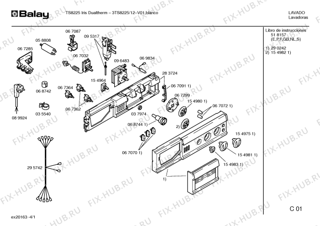 Схема №3 3TS8225 TS8225 IRIS DUALTHERM с изображением Кабель для стиралки Bosch 00295742