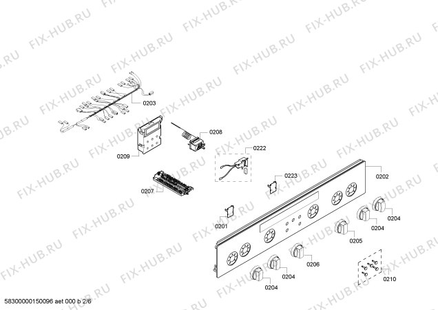 Взрыв-схема плиты (духовки) Siemens HR74W535T - Схема узла 02