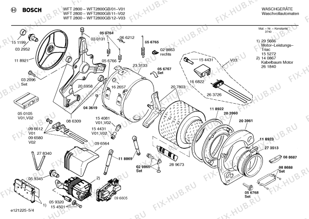 Схема №5 WFK2800 с изображением Инструкция по установке/монтажу для стиральной машины Bosch 00518039