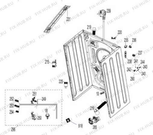 Схема №7 AWG/B M7080S с изображением Емкоть для порошка для стиральной машины Whirlpool 482000019770