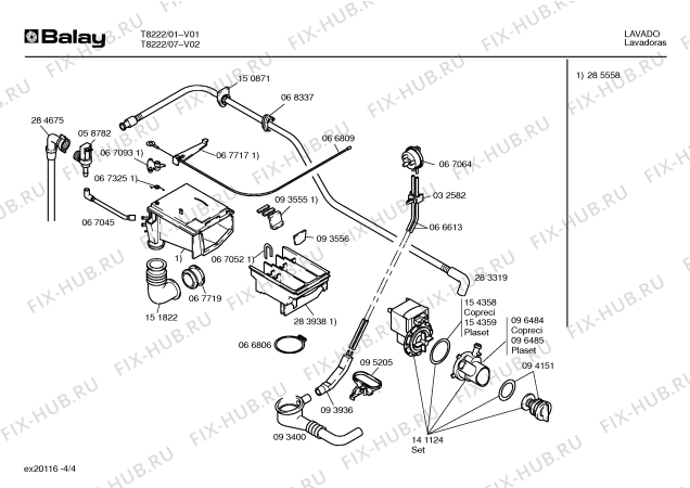 Взрыв-схема стиральной машины Balay T8222 - Схема узла 04