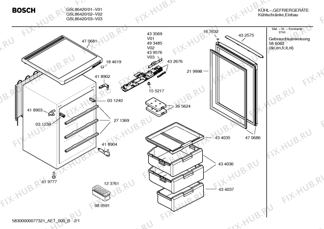 Схема №1 GSL86420 с изображением Столешница для холодильной камеры Bosch 00470681