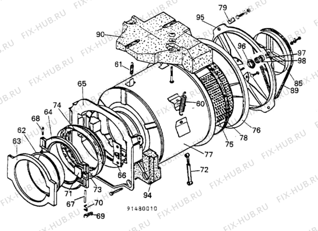 Взрыв-схема стиральной машины Electrolux WH2000 - Схема узла W30 Drum C