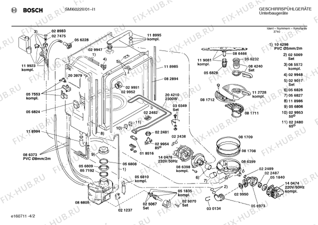 Взрыв-схема посудомоечной машины Bosch SMI6022II SMI6022 - Схема узла 02