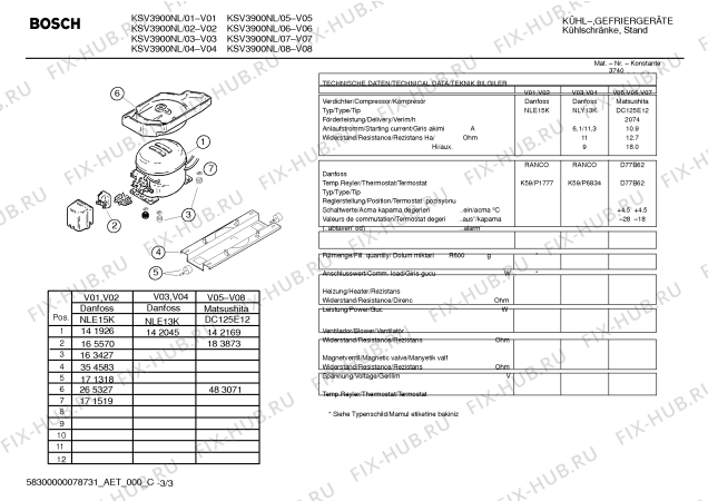 Взрыв-схема холодильника Bosch KSV3900NL - Схема узла 03