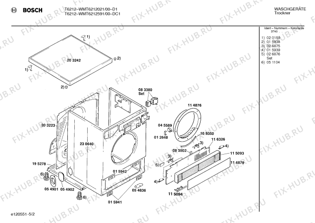 Взрыв-схема сушильной машины Bosch WMT6212591 T610 - Схема узла 02