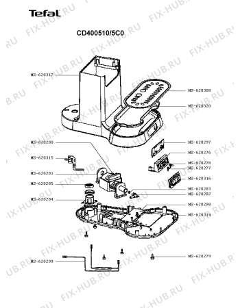 Взрыв-схема кофеварки (кофемашины) Tefal CD400510/5C0 - Схема узла RP002904.3P2