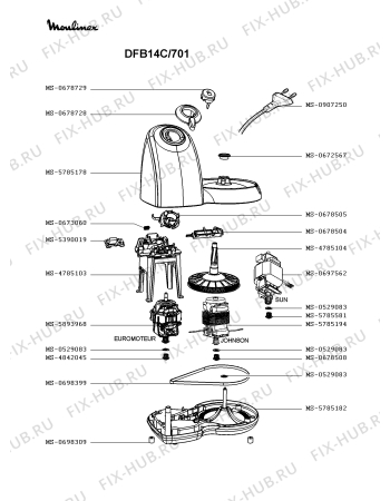 Взрыв-схема кухонного комбайна Moulinex DFB14C/701 - Схема узла HP003094.1P2