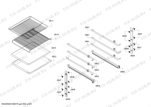 Схема №5 U14M42S0GB с изображением Контейнер для фильтра для плиты (духовки) Bosch 00613950