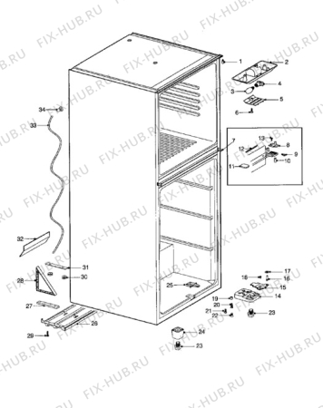 Взрыв-схема холодильника Electrolux ER2945B - Схема узла Cabinet + furniture (extra)