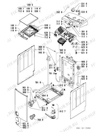 Схема №2 AWA 5018 с изображением Обшивка для стиральной машины Whirlpool 481245212348