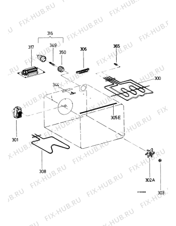 Взрыв-схема плиты (духовки) Electrolux EOB852W - Схема узла Functional parts