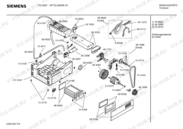 Взрыв-схема сушильной машины Siemens WTXL2202NL TXL2202 - Схема узла 05