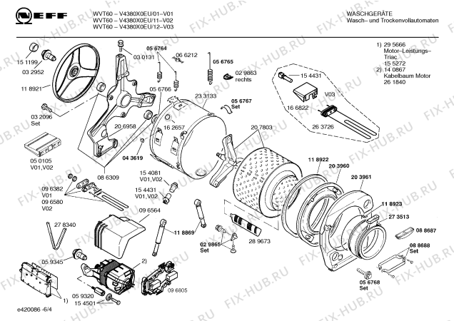 Схема №5 V4380X0EU WTV60 с изображением Инструкция по эксплуатации для стиралки Bosch 00519880