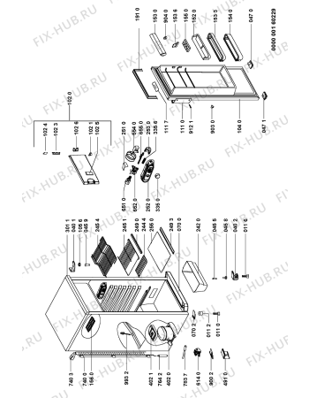 Схема №1 ARA 22 с изображением Часть корпуса для холодильника Whirlpool 481245228654