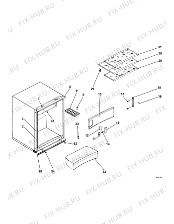 Взрыв-схема холодильника Electrolux EK134.1SW/RE - Схема узла Housing 001