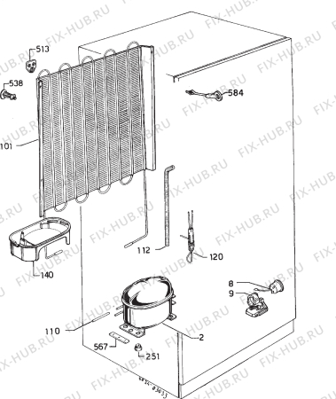 Взрыв-схема холодильника Zanussi ZF19/1K - Схема узла Cooling system 017