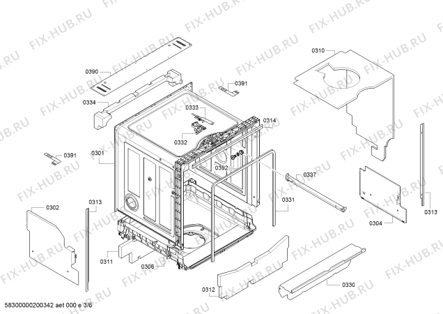 Взрыв-схема посудомоечной машины Bosch SMA46GX00E accent line - Схема узла 03