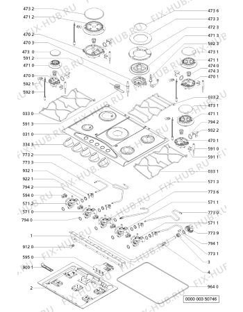 Схема №1 AKM 380/IX/01 с изображением Решетка на поверхность для плиты (духовки) Whirlpool 481945868174