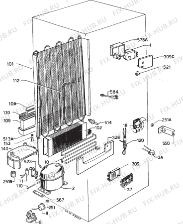 Взрыв-схема холодильника Electrolux TRW1106G - Схема узла Cooling system 017