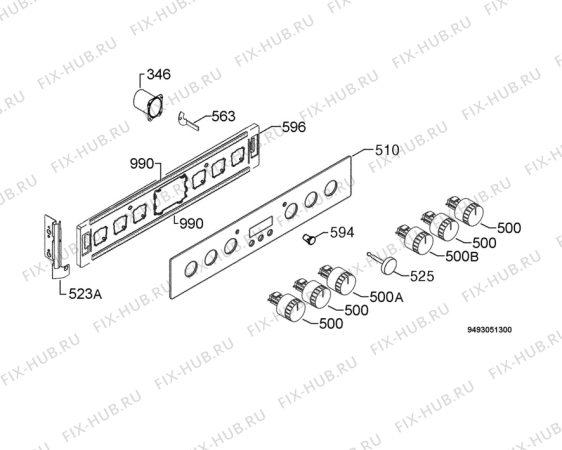 Взрыв-схема плиты (духовки) Privileg 00432433_61209 - Схема узла Command panel 037