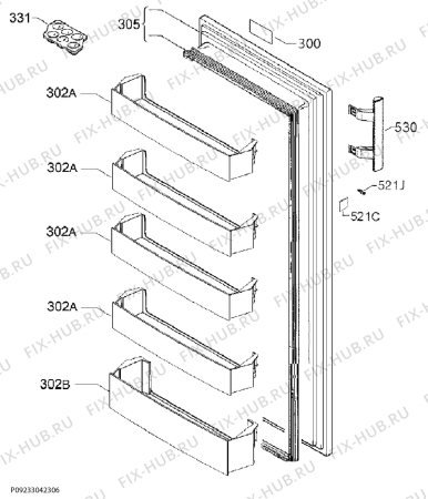 Взрыв-схема холодильника Electrolux ERF2406FOW - Схема узла Door 003