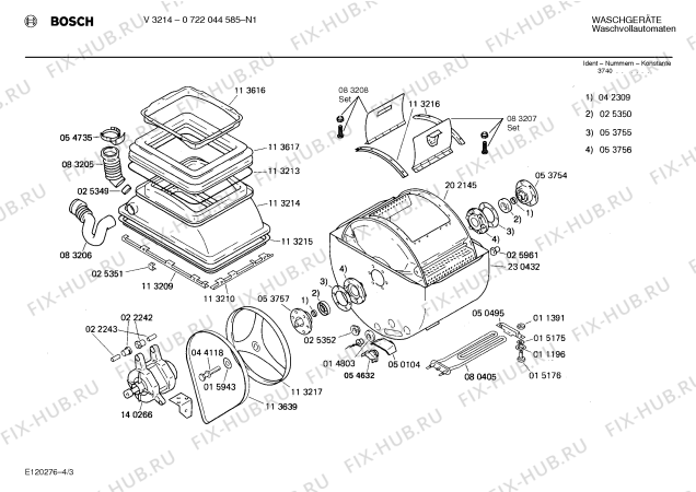 Взрыв-схема стиральной машины Bosch 0722044585 V3214 - Схема узла 03