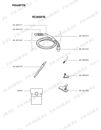 Взрыв-схема пылесоса Rowenta RO450FB - Схема узла GP002842.0P2