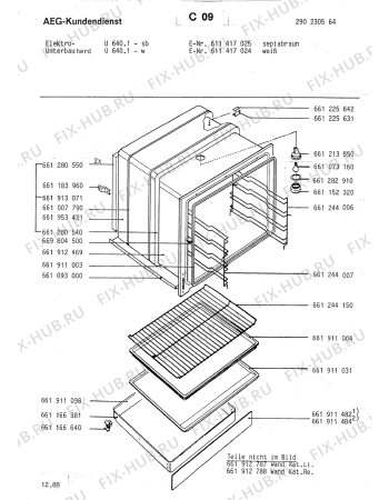 Взрыв-схема плиты (духовки) Aeg U 640 1 SB - Схема узла Section1