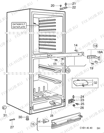 Взрыв-схема холодильника Zanussi KGK332 - Схема узла C10 Cabinet