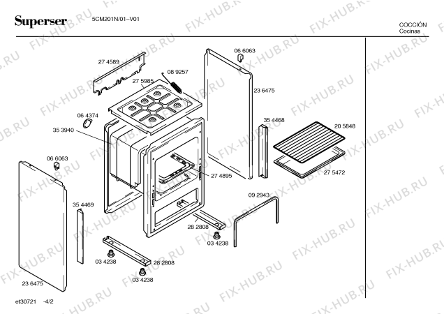 Схема №4 5CM201B с изображением Панель для плиты (духовки) Bosch 00361505