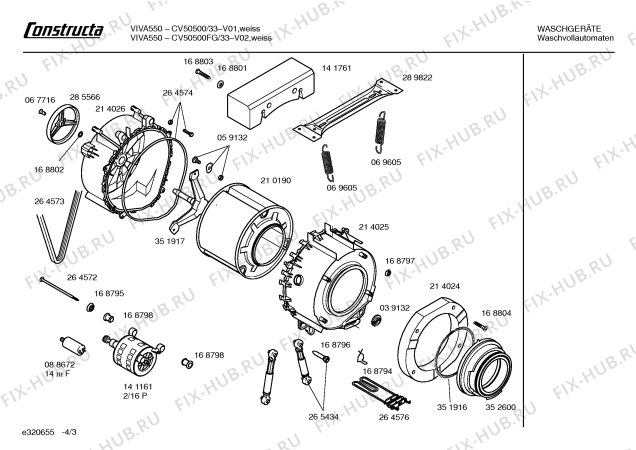 Схема №3 CV50500FG Constructa VIVA 550 с изображением Кабель для стиралки Bosch 00354495