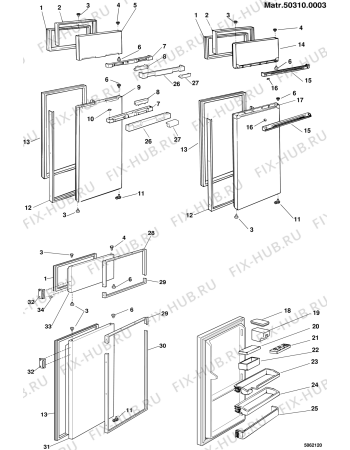 Взрыв-схема холодильника 2I MARCHI HRF2250EUHIRUNDO (F004605) - Схема узла