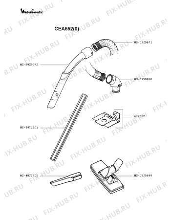 Взрыв-схема пылесоса Moulinex CEA552(0) - Схема узла 4P002279.2P2