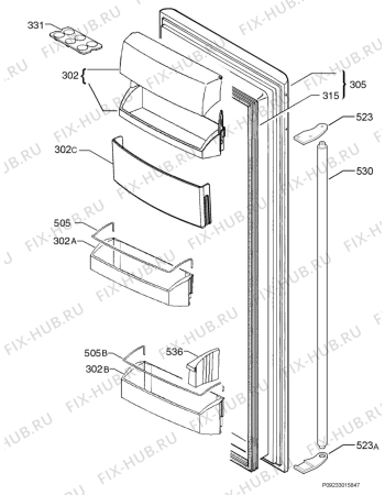 Взрыв-схема холодильника Aeg Electrolux S72398KA - Схема узла Door 003