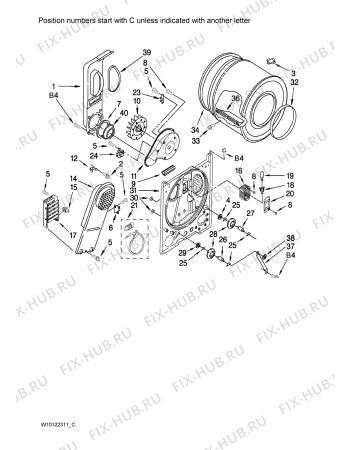 Схема №3 YAED4370TQ0 с изображением Уплотнитель для сушильной машины Whirlpool 480112101371