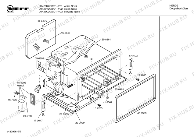 Схема №6 U1428V0GB с изображением Панель управления для духового шкафа Bosch 00360552
