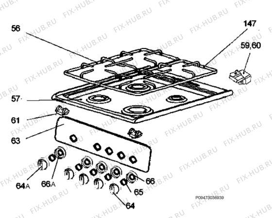 Взрыв-схема плиты (духовки) Zanussi ZCG567GW1 - Схема узла Section 4