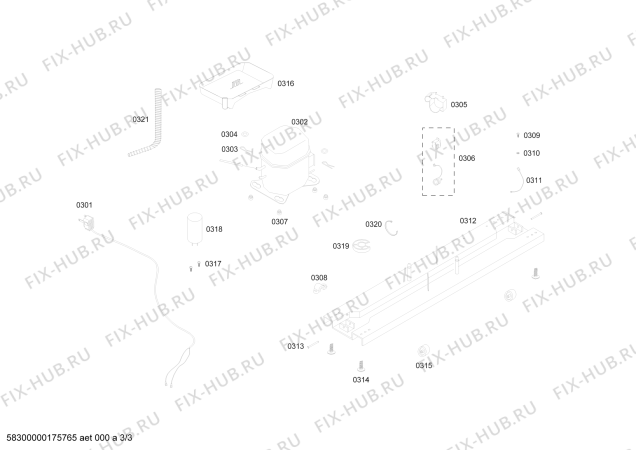 Взрыв-схема холодильника Bosch KDN42BL121 REF BOSCH ECO-TT421 IXL 220V/60HZ - Схема узла 03