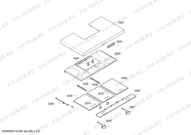 Взрыв-схема вытяжки Siemens LC97BB520W - Схема узла 02