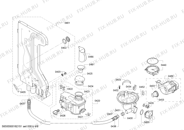 Взрыв-схема посудомоечной машины Siemens SN63D002EU - Схема узла 04