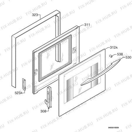 Взрыв-схема плиты (духовки) Firenzi FSF650WH - Схема узла Door 003