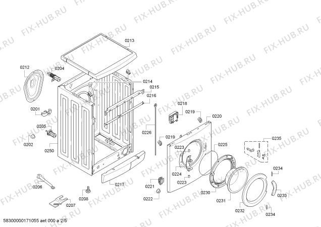 Взрыв-схема стиральной машины Siemens WM14E372CH iQ 300 varioPerfect - Схема узла 02