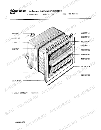 Взрыв-схема плиты (духовки) Neff 195303015 1444.01NHS - Схема узла 03