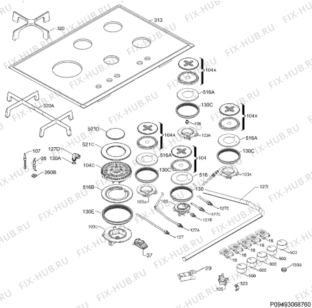 Схема №1 HG795540XB с изображением Переключатель для плиты (духовки) Aeg 3570772099