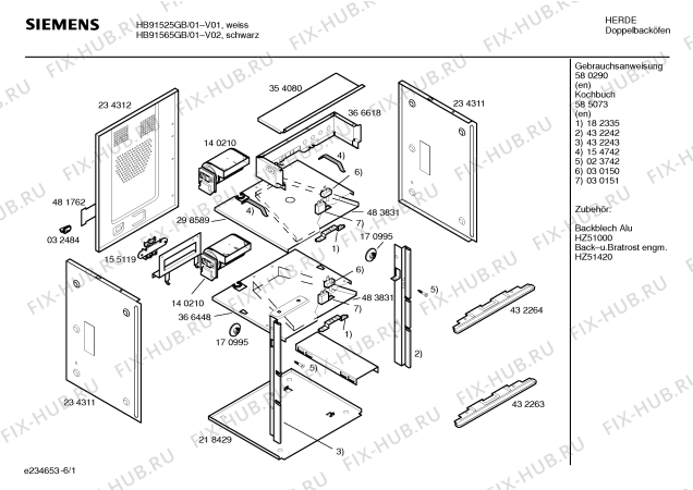 Схема №5 HB91525GB с изображением Инструкция по эксплуатации для духового шкафа Siemens 00580290